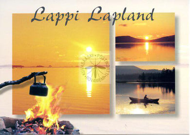 Kortti nro 1383 Lappi Lapland keskiyönaurinko kalastus